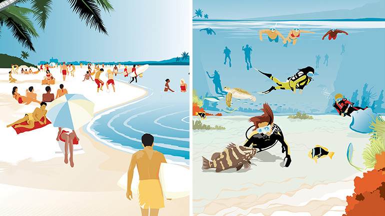 Examples of our illustration for Expedia.
