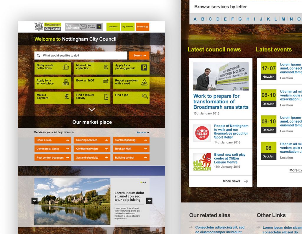 Nottingham city council Umbraco website screens
